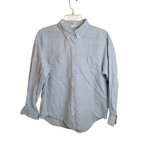 Vtg Cherokee Button Down Shirt Blue White Striped Long Sleeve Women's Size Large